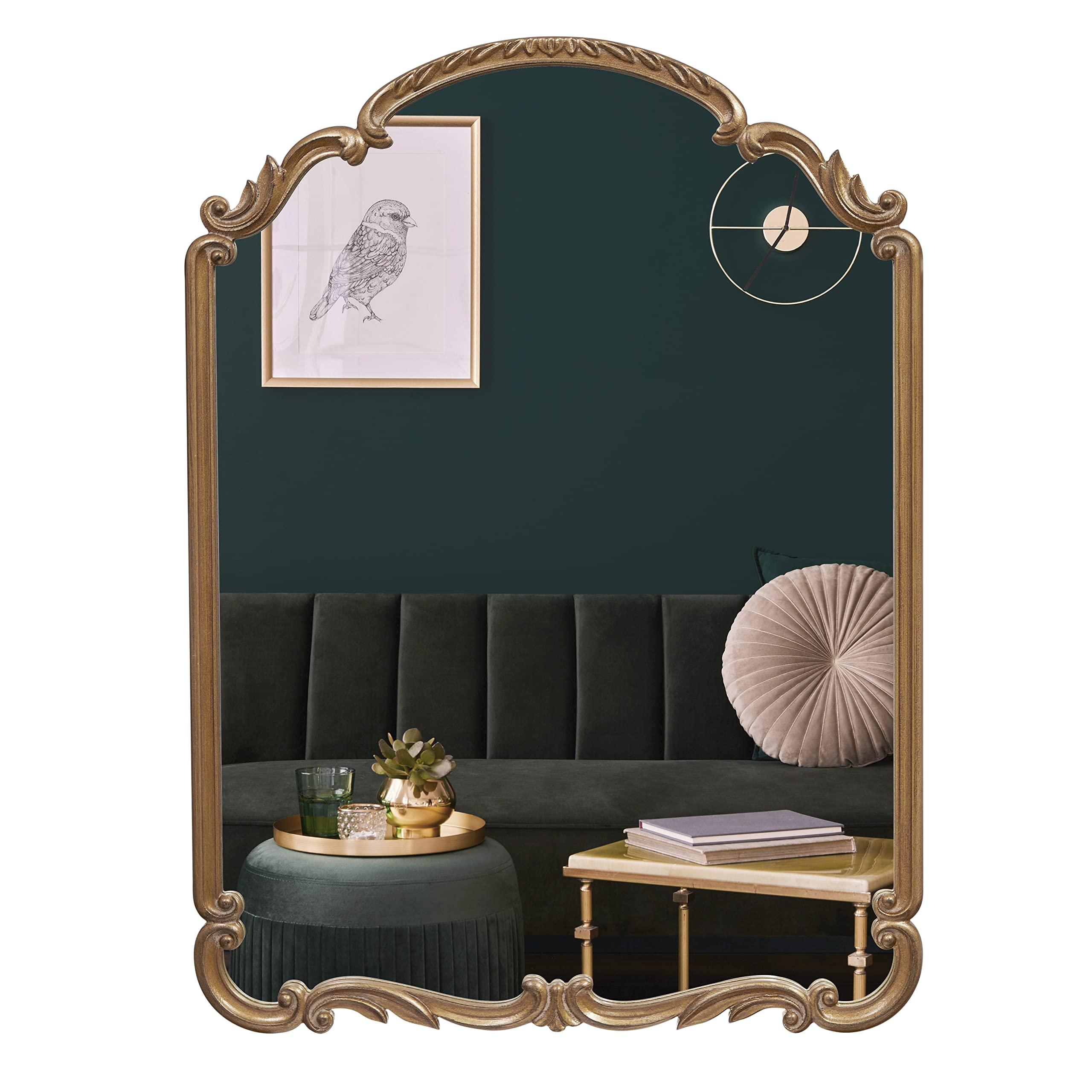 Amazon.com: Wylde Iris English Estate Carved Arch Wood Wall Mirror